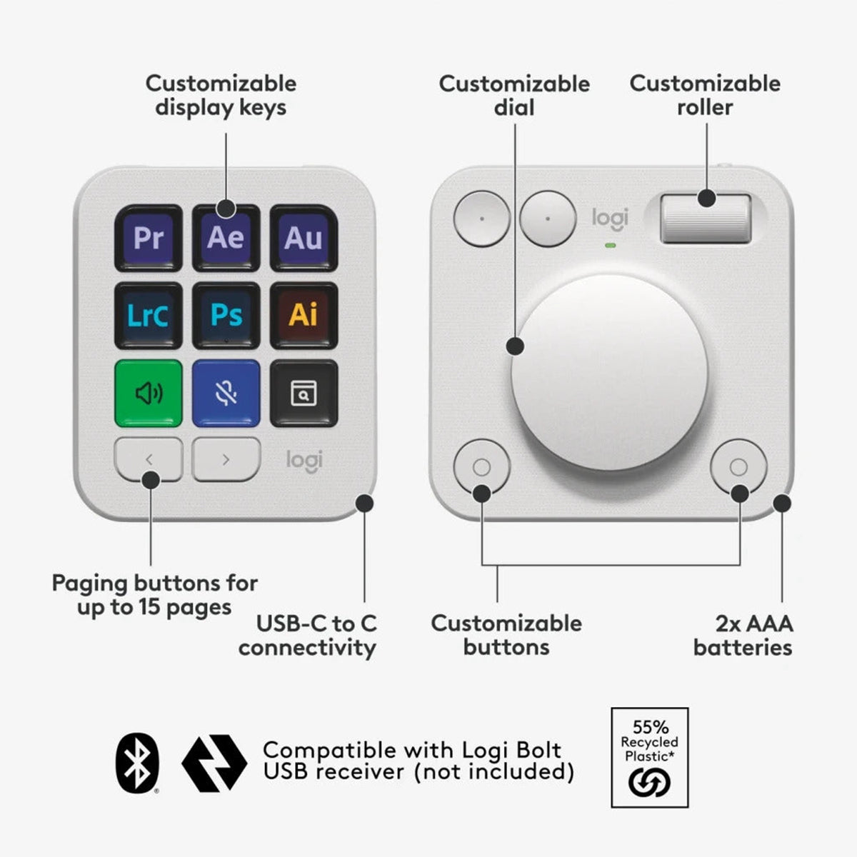 Logitech MX Creative Console - Pale Grey