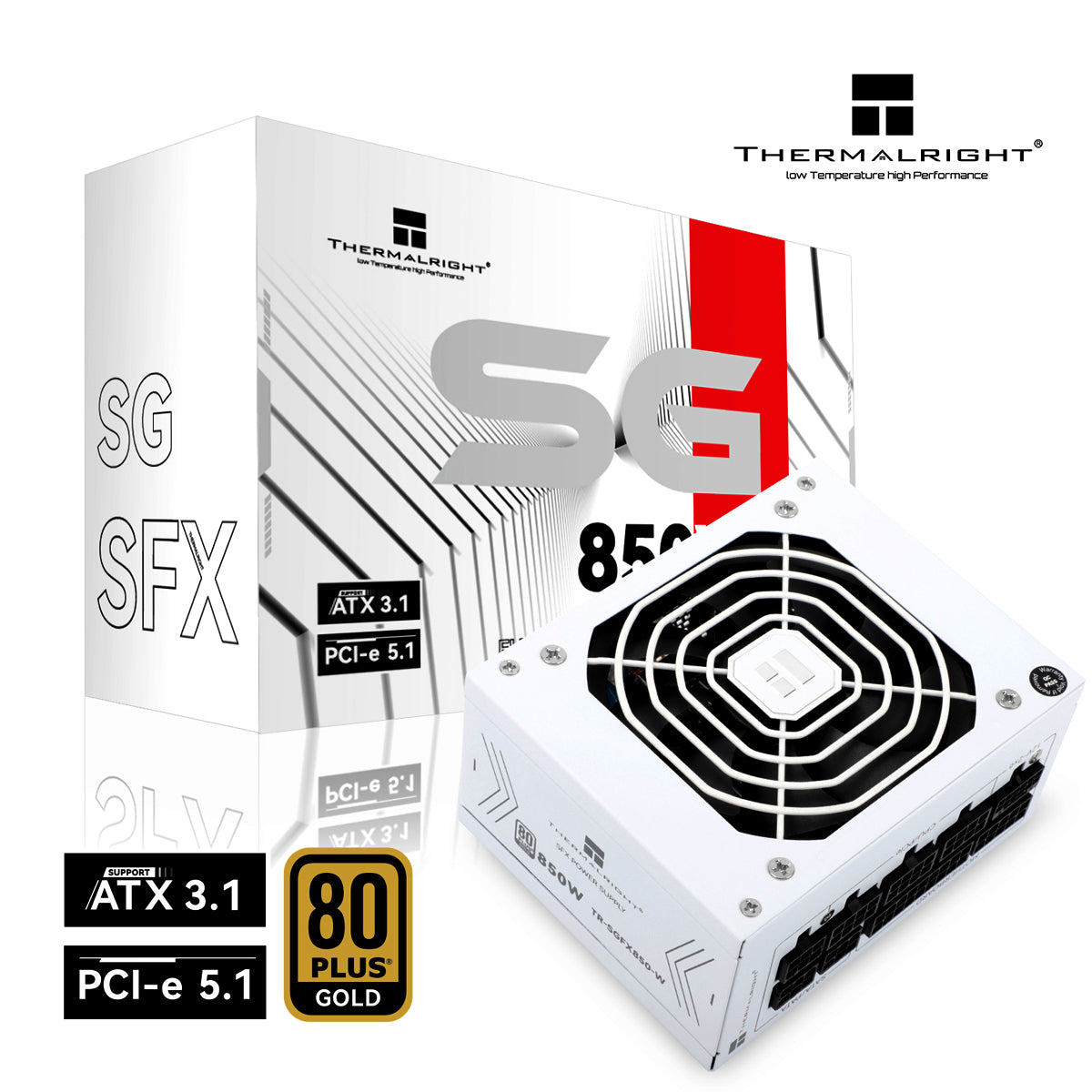 Thermalright TR-SGFX 850W 850W 80Plus Gold Fully Modular ATX 3.1 SFX Power Supply - White