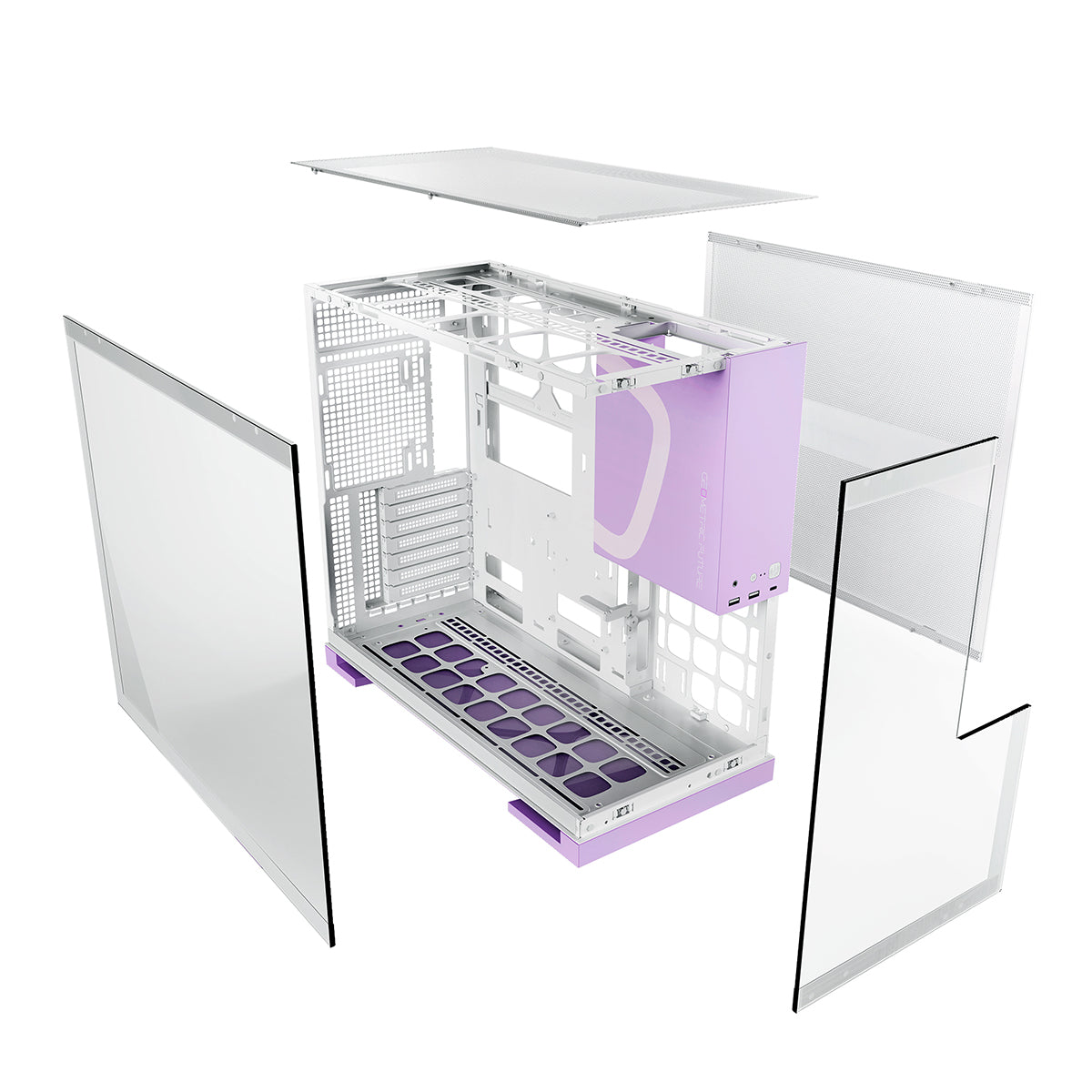 Geometric Future Model 5 ATX Mid Tower Case 5 Fans - White/Purple