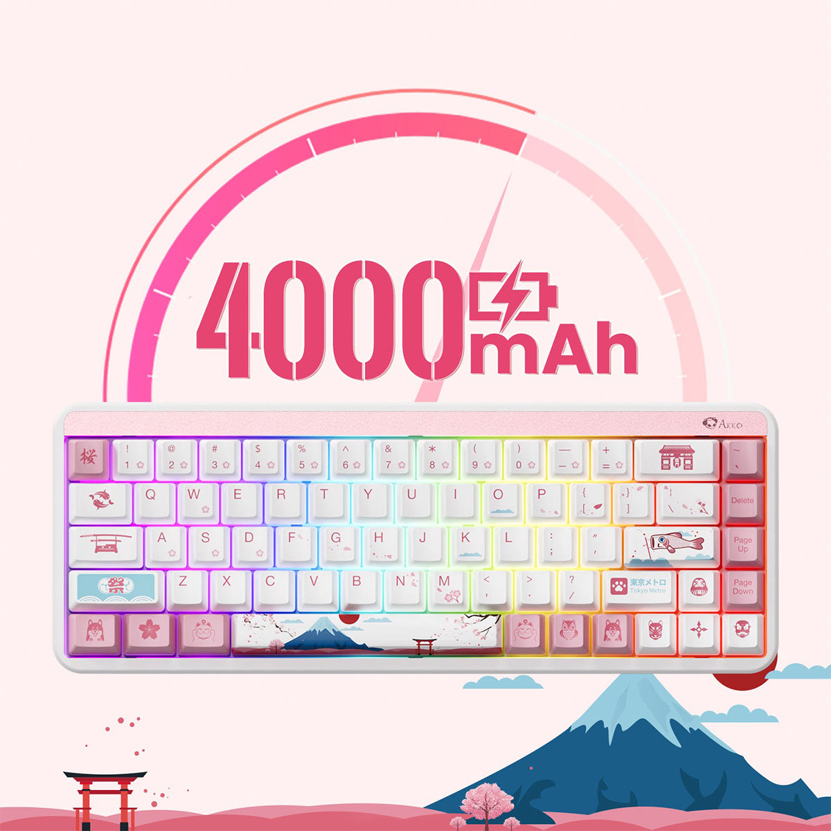 Akko Jin01 Tokyo 65% Wireless Mechanical Keyboard - Rosewood Switch