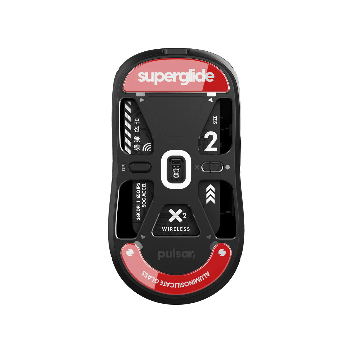 Pulsar Superglide Glass Mouse Skates for Pulsar X2 Wireless - Red