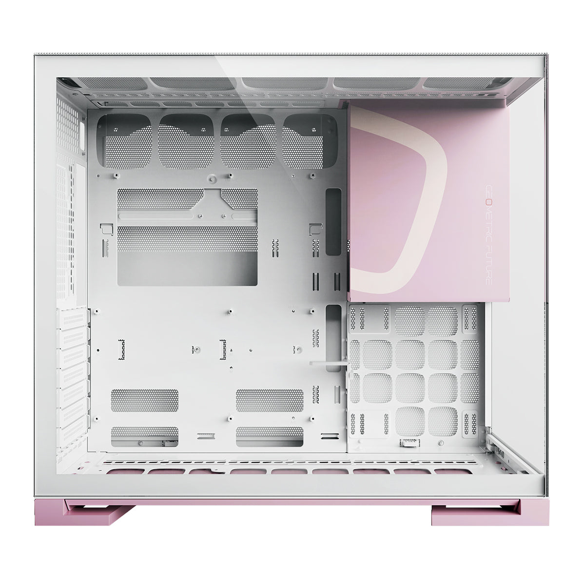 Geometric Future Model 5 ATX Mid Tower Case 5 Fans - White/Pink