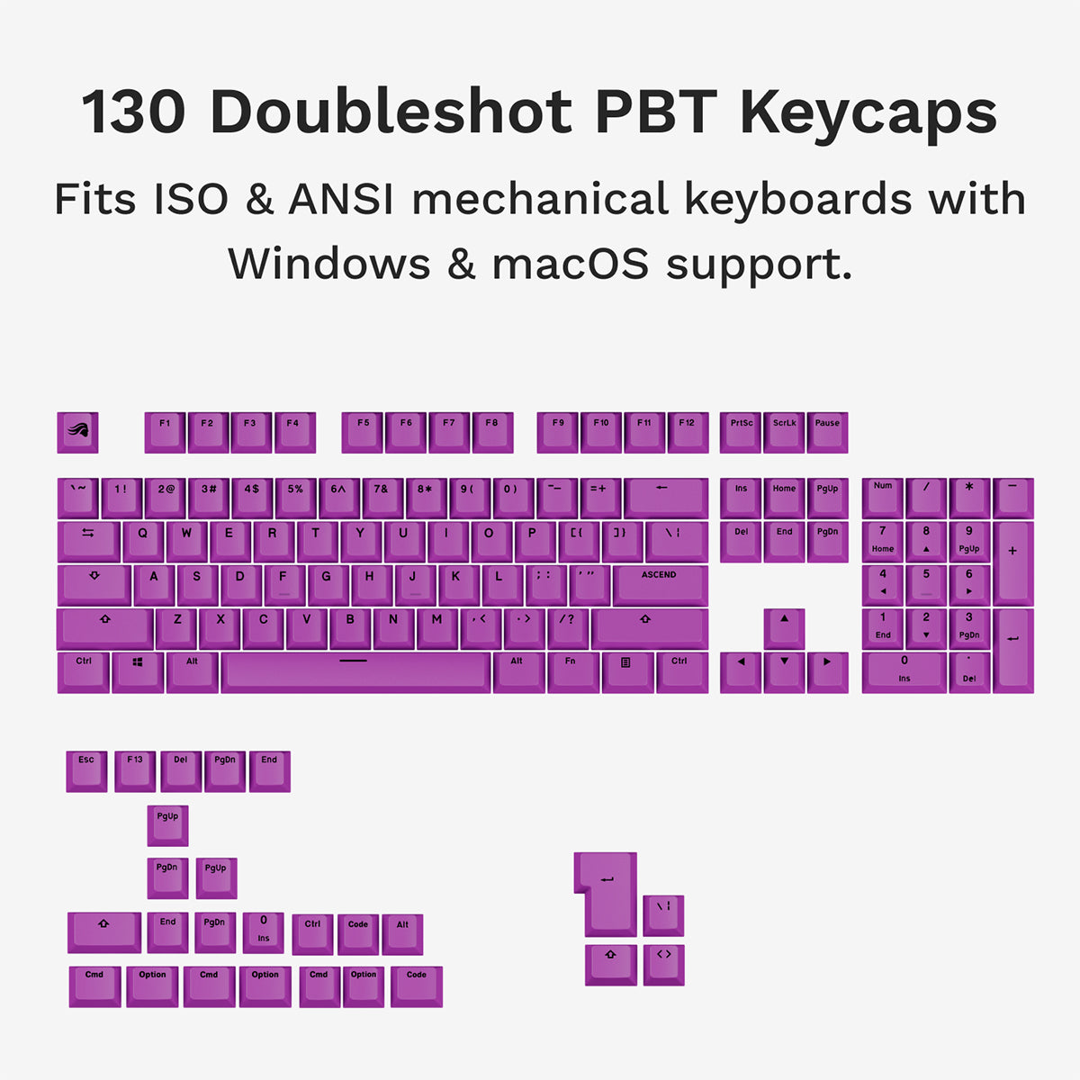 Glorious GPBT Basics Keycaps - Epic Purple