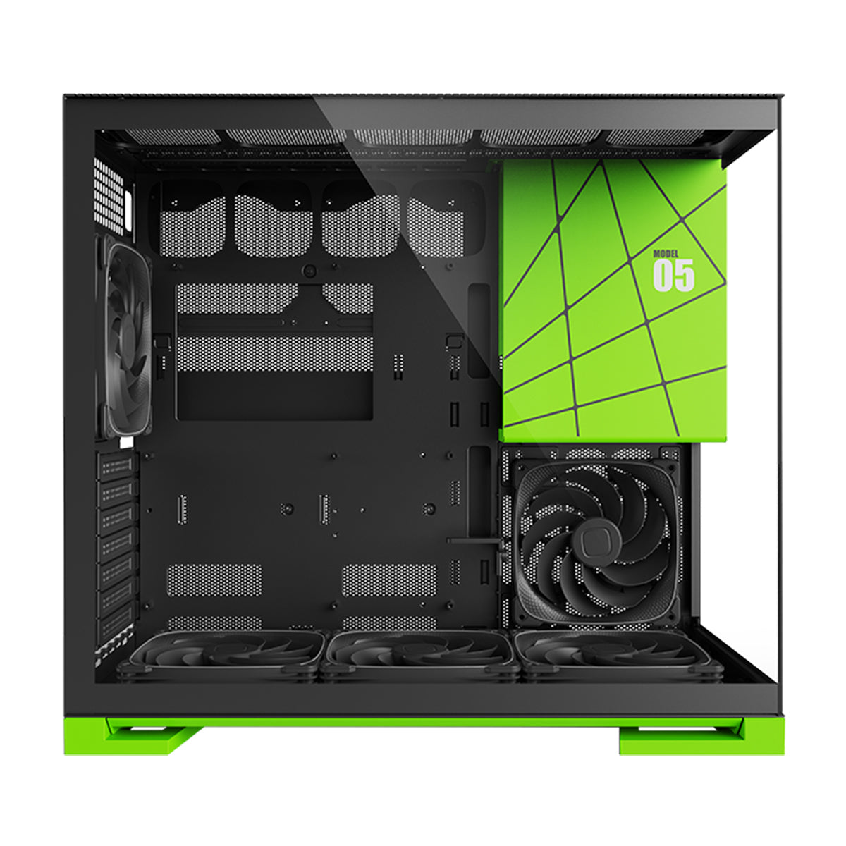 Geometric Future Model 5 ATX Mid Tower Case 5 Fans - Green