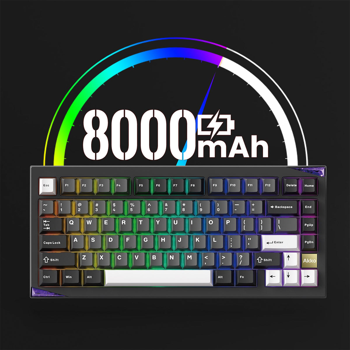 Akko Gem 01 VIA Black and Silver 75% Wireless Mechanical Keyboard -  Stellar Rose Switch