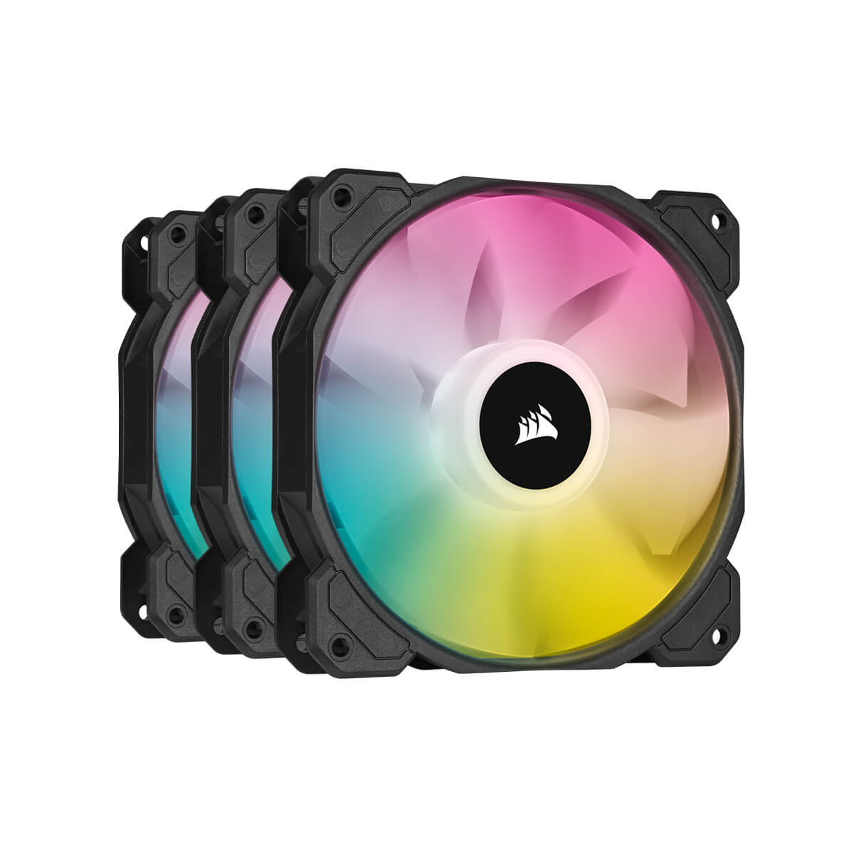 Corsair iCUE SP120 RGB ELITE Performance 120mm PWM Fan - Triple Pack with Lighting Node CORE