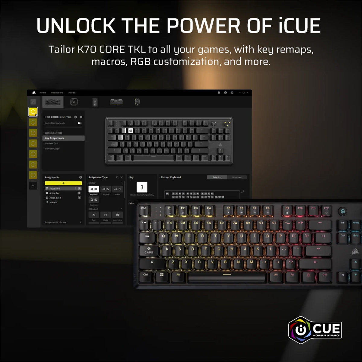 Corsair K70 Core TKL Mechanical Gaming Keyboard - MLX Linear Switch