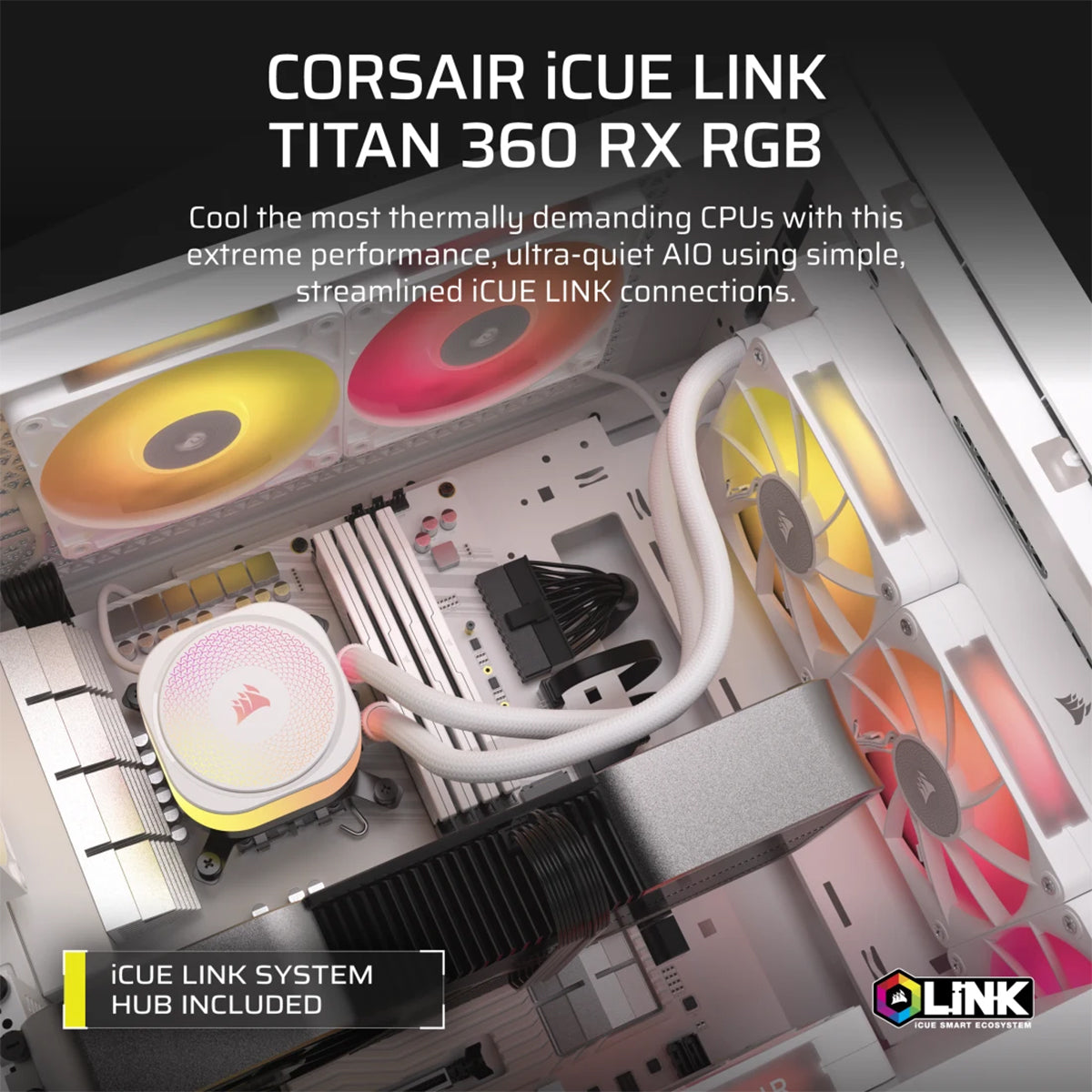 Corsair iCUE LINK TITAN 360 RX RGB White 360mm AIO Liquid CPU Cooler