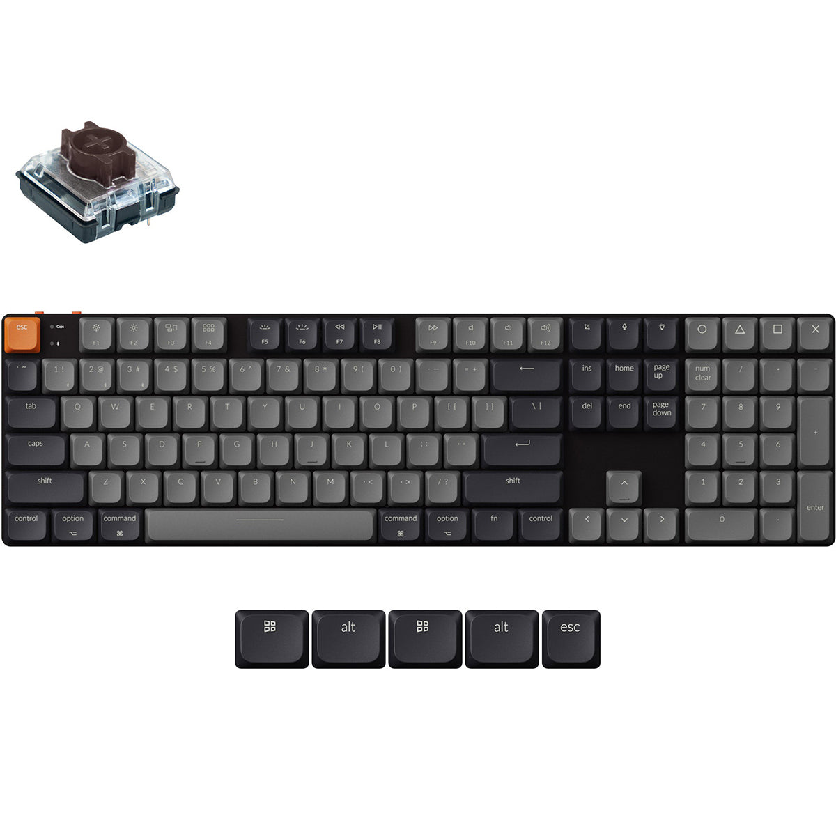Keychron K5X Full Sized Low Profile Wireless Mechanical Keyboard - Brown Switch
