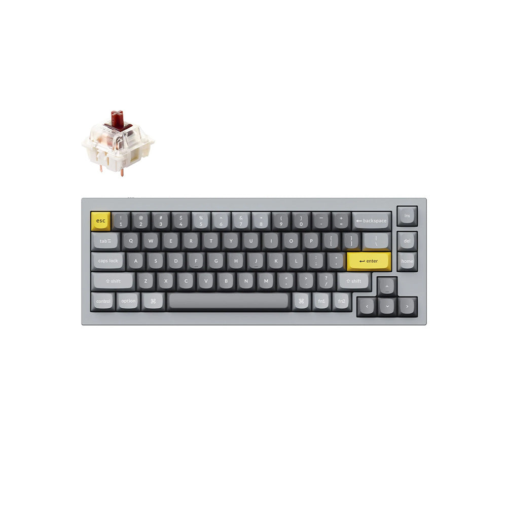 Keychron Q2 65% Silver Grey Mechanical Keyboard - G Pro Brown Switch