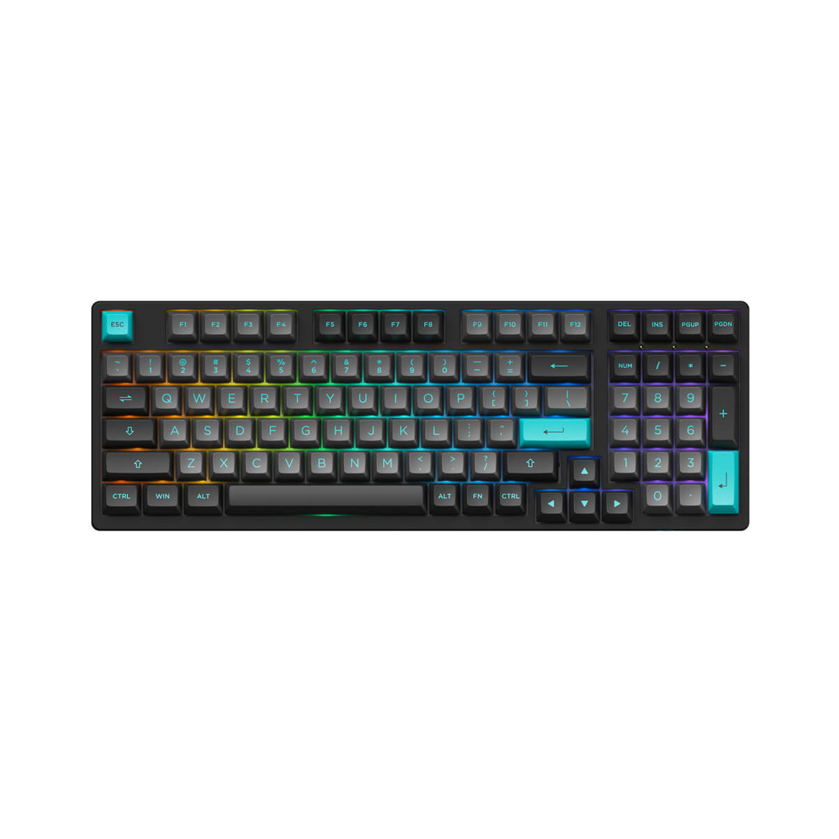 Akko 3098N Black & Cyan Wireless Keyboard RGB Backlighting Hot-Swappable keys TTC Brown Switch