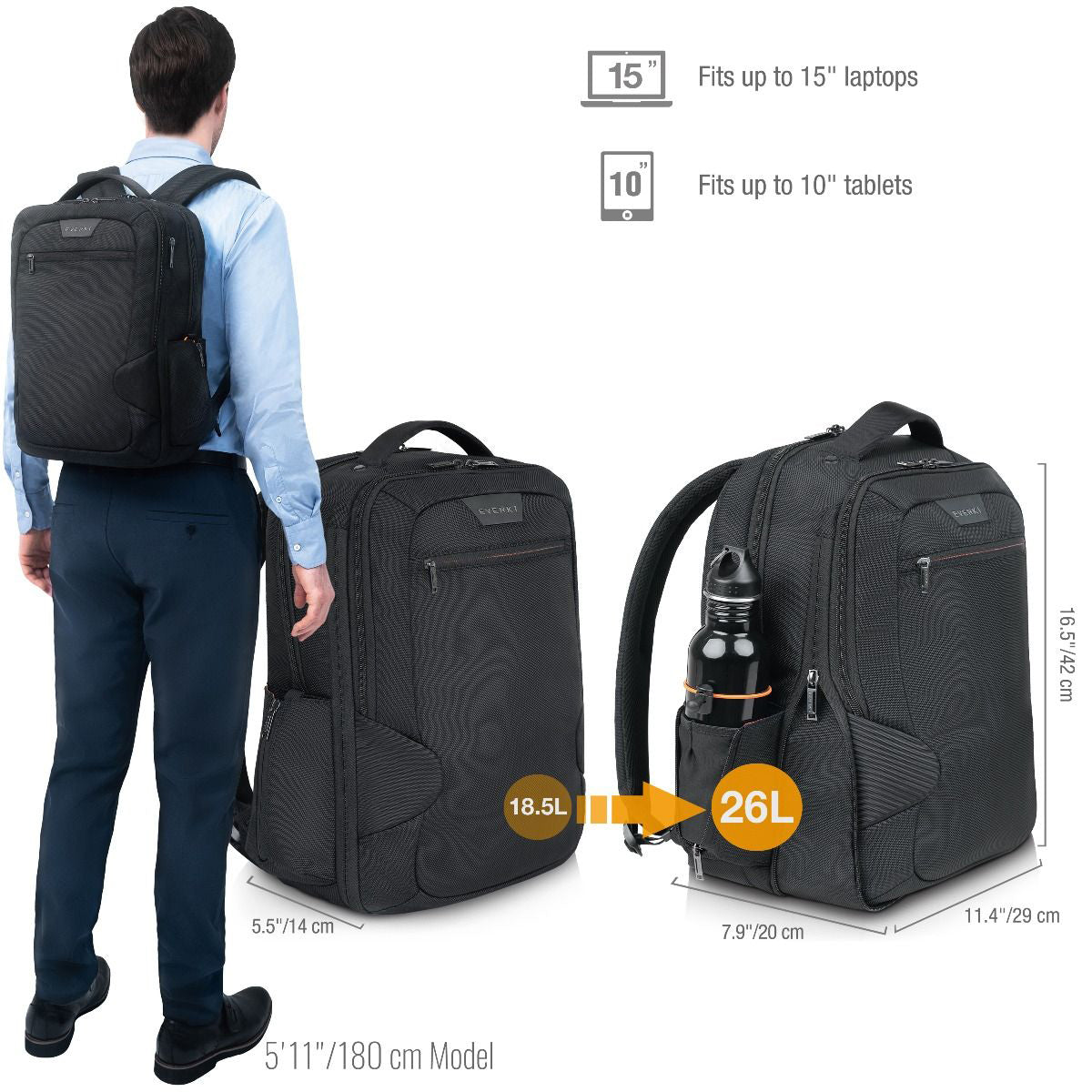 Everki Studio Expandable Eco Laptop Backpack - Up to 15''