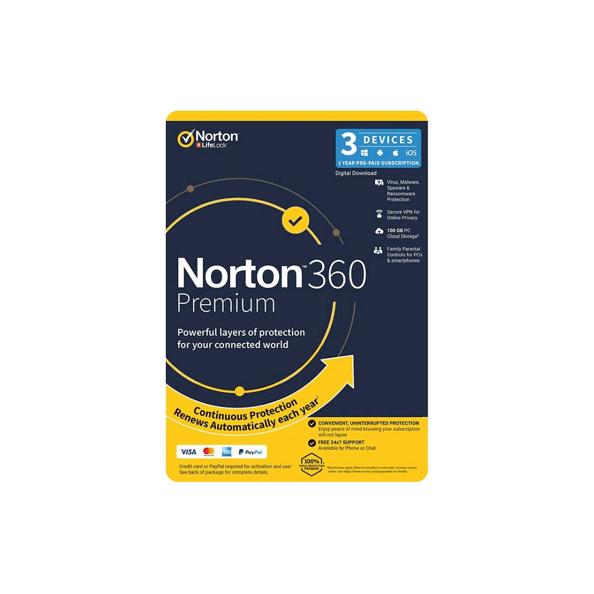 Symantec Norton Security Premium  3 Device  1 User  1Year (21396560)