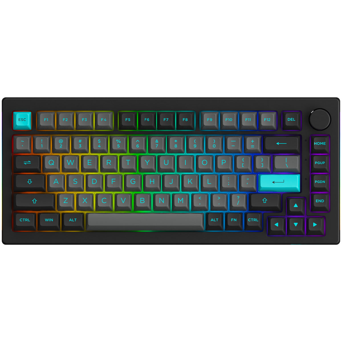 Akko 5075B Plus Black & Cyan 75% RGB Wireless Mechanical Keyboard - Creamy Yellow Switch