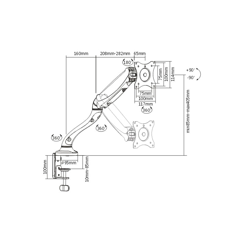 Brateck Lumi LDT09-C012 13" to 27" Counter Balance Monitor Desk Mount