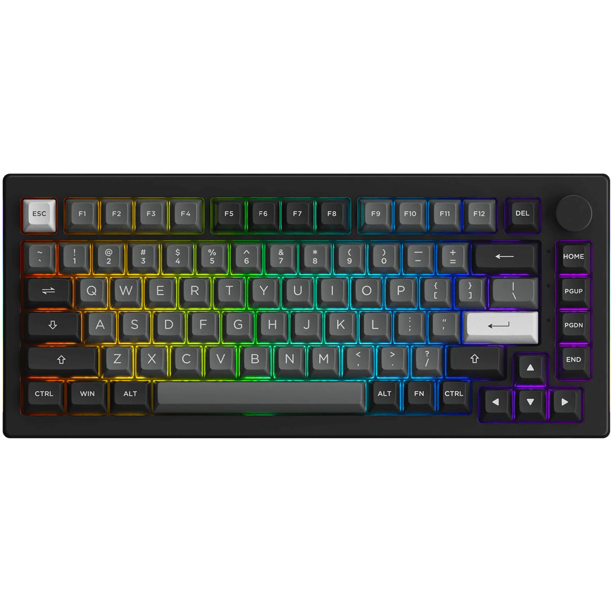 Akko 5075B Plus Black & Silver 75% RGB Wireless Mechanical Keyboard - Creamy Blue Switch