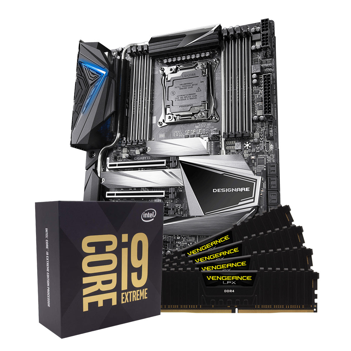 Intel i9-10980XE Gigabyte X299X DESIGNARE-10G CMK128GX4M4E3200C16 Combo