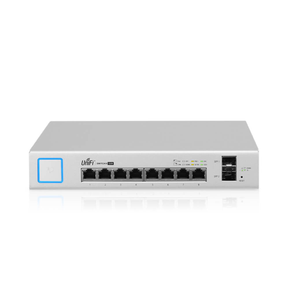 Ubiquiti UniFi Switch US-8-150W 8-Port Gigabit Managed PoE+ Switch with 8 x PoE/PoE+ (Max 150W) and 2 x SFP