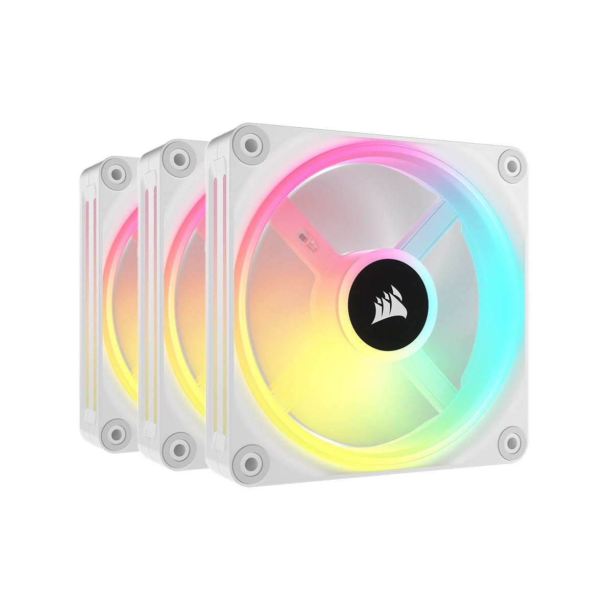 Corsair iCUE LINK QX120 RGB 120mm Magnetic Dome RGB Fan, Triple Fan Kit - White