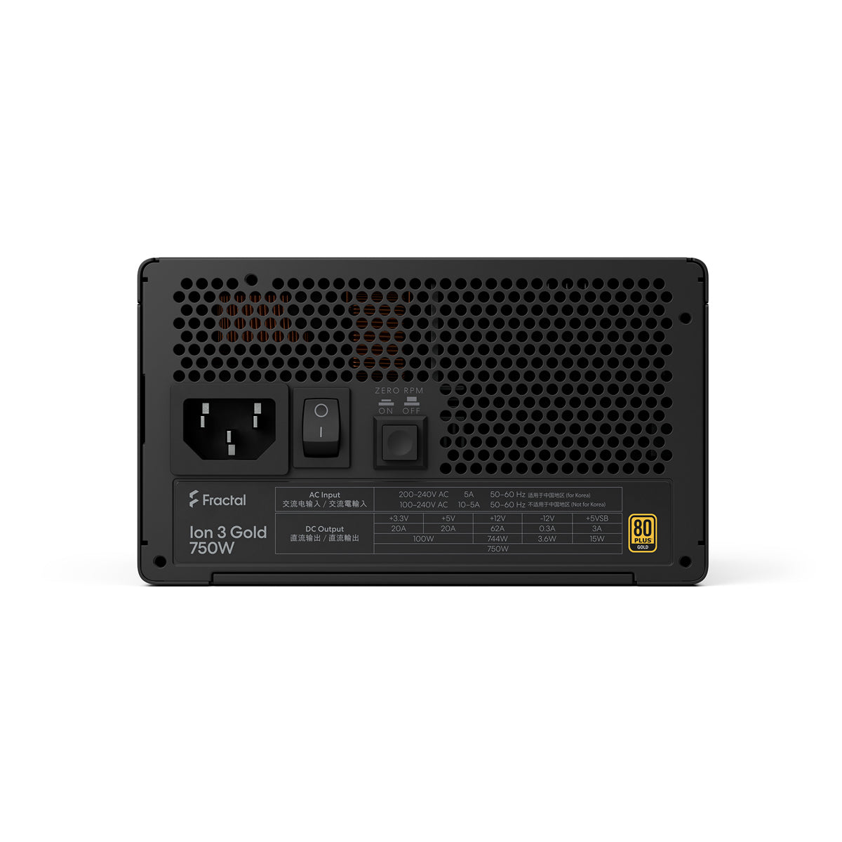 Fractal Design Ion 3 750W 80 Plus Gold ATX 3.1 PCIE Gen 5 Fully Modular Power Supply - Black