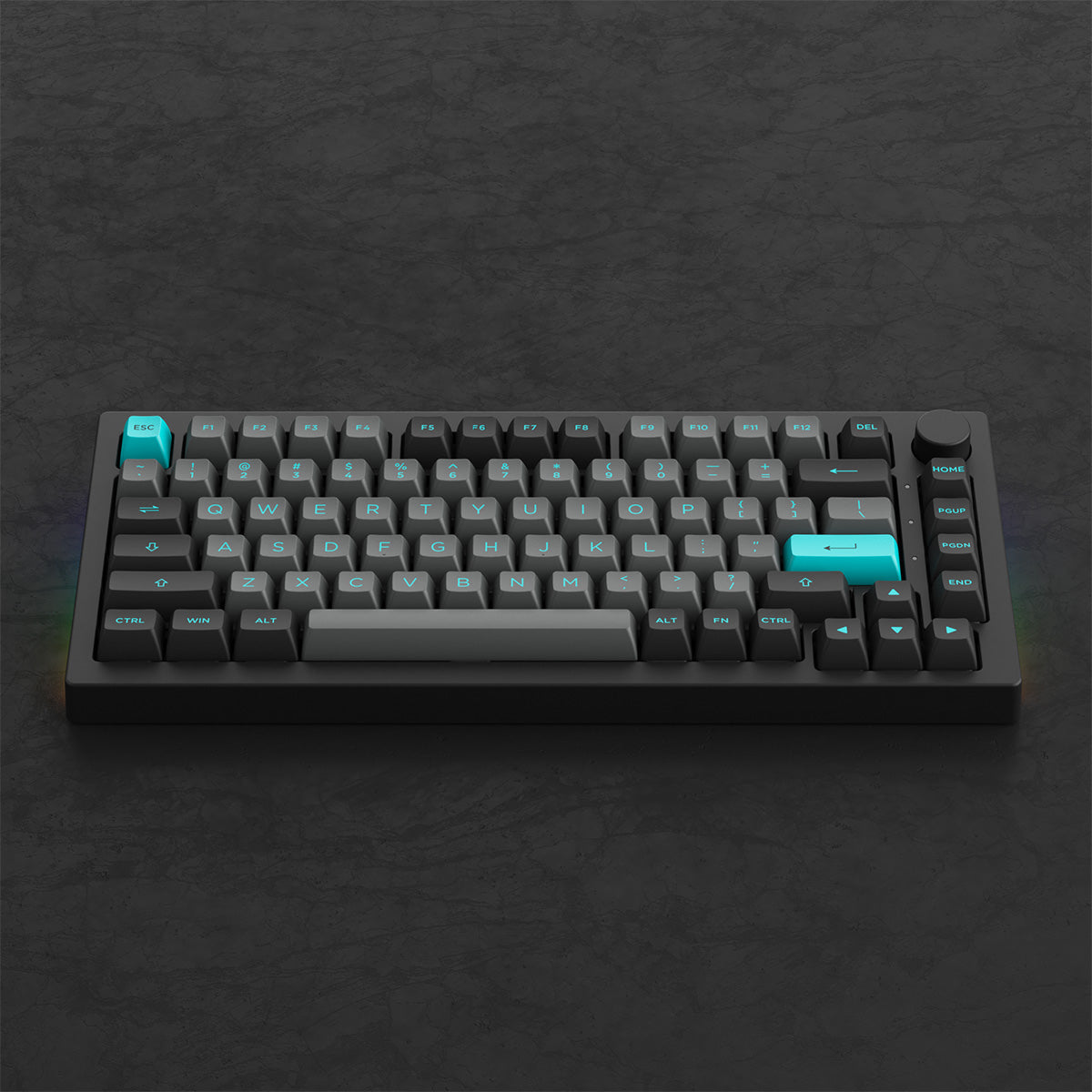 Akko 5075B Plus Black & Cyan 75% RGB Wireless Mechanical Keyboard - Creamy Yellow Switch