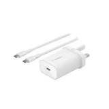 Belkin 25W PPS USB-C PD Wall Charger with 1m C-C PVC Cable - White