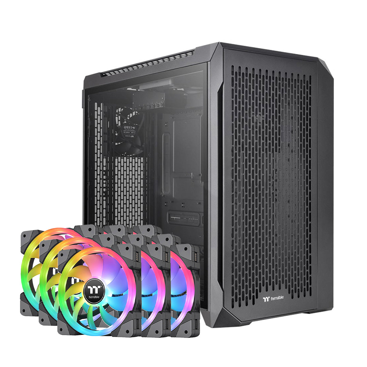 Thermaltake CTE C750 AIR E-ATX Full Tower Case TG + SWAFAN EX14 140mm ARGB Fan 9 Pack - Black