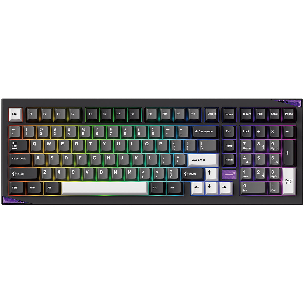 Akko Gem 02 VIA Black and Silver Compact 1800 Wireless Mechanical Keyboard -  Stellar Rose Switch