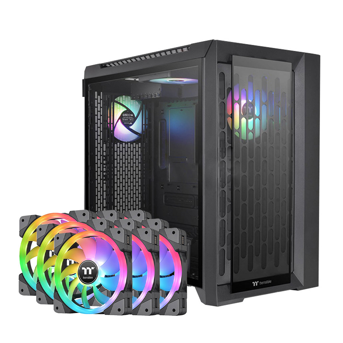 Thermaltake CTE C750 E-ATX Full Tower Case TG + SWAFAN EX14 140mm ARGB Fan 9 Pack - Black