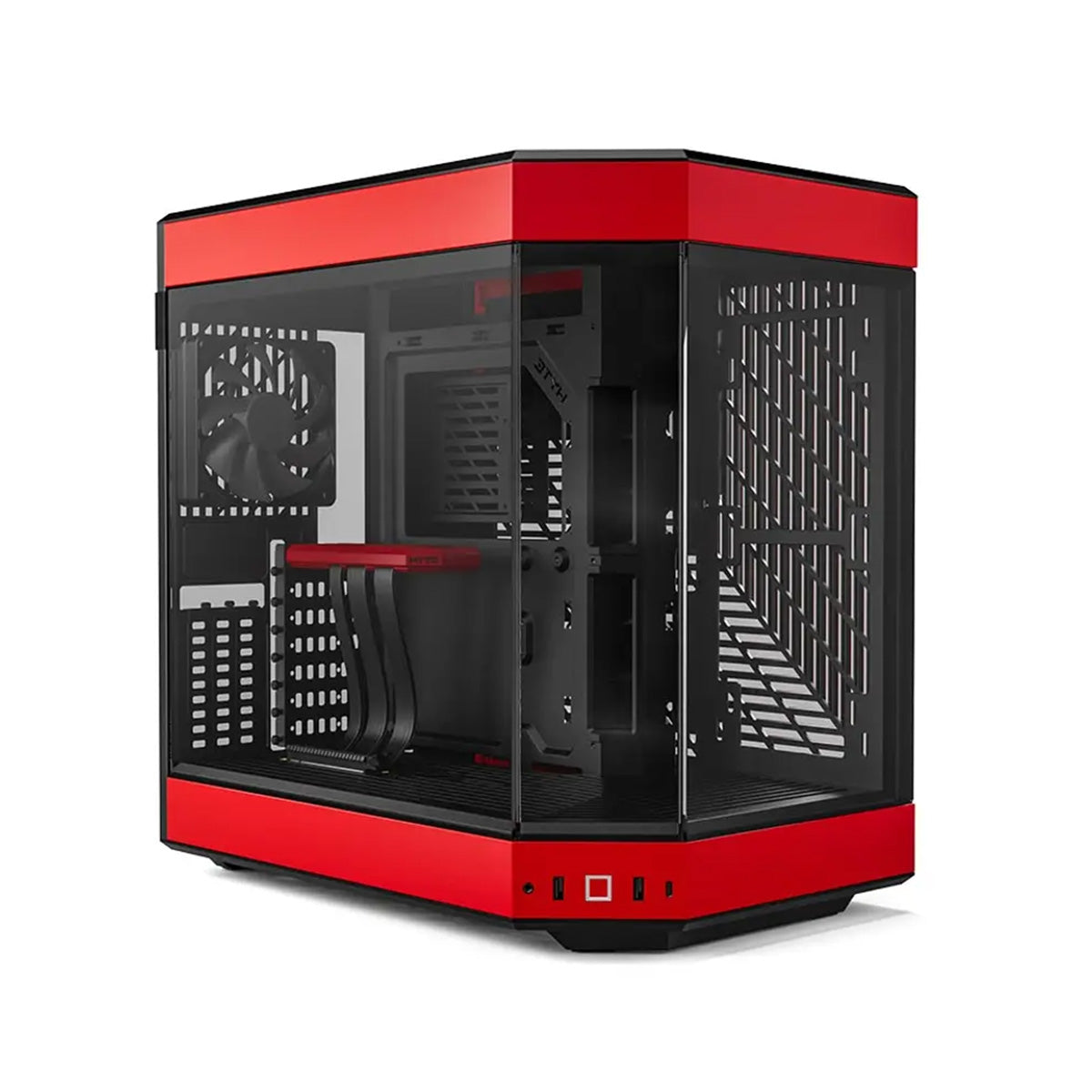 HYTE Y60 Tempered Glass Mid Tower Case Red and Black