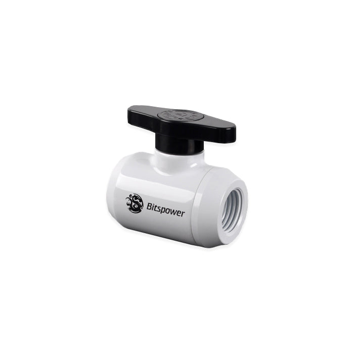 Bitspower Mini Valve With Black Handle Fitting - Deluxe White/Black