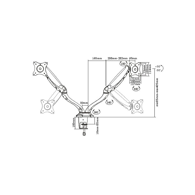 Brateck Lumi LDT09-C024 13" - 27" Counter Balance Dual Monitor Desk Mount