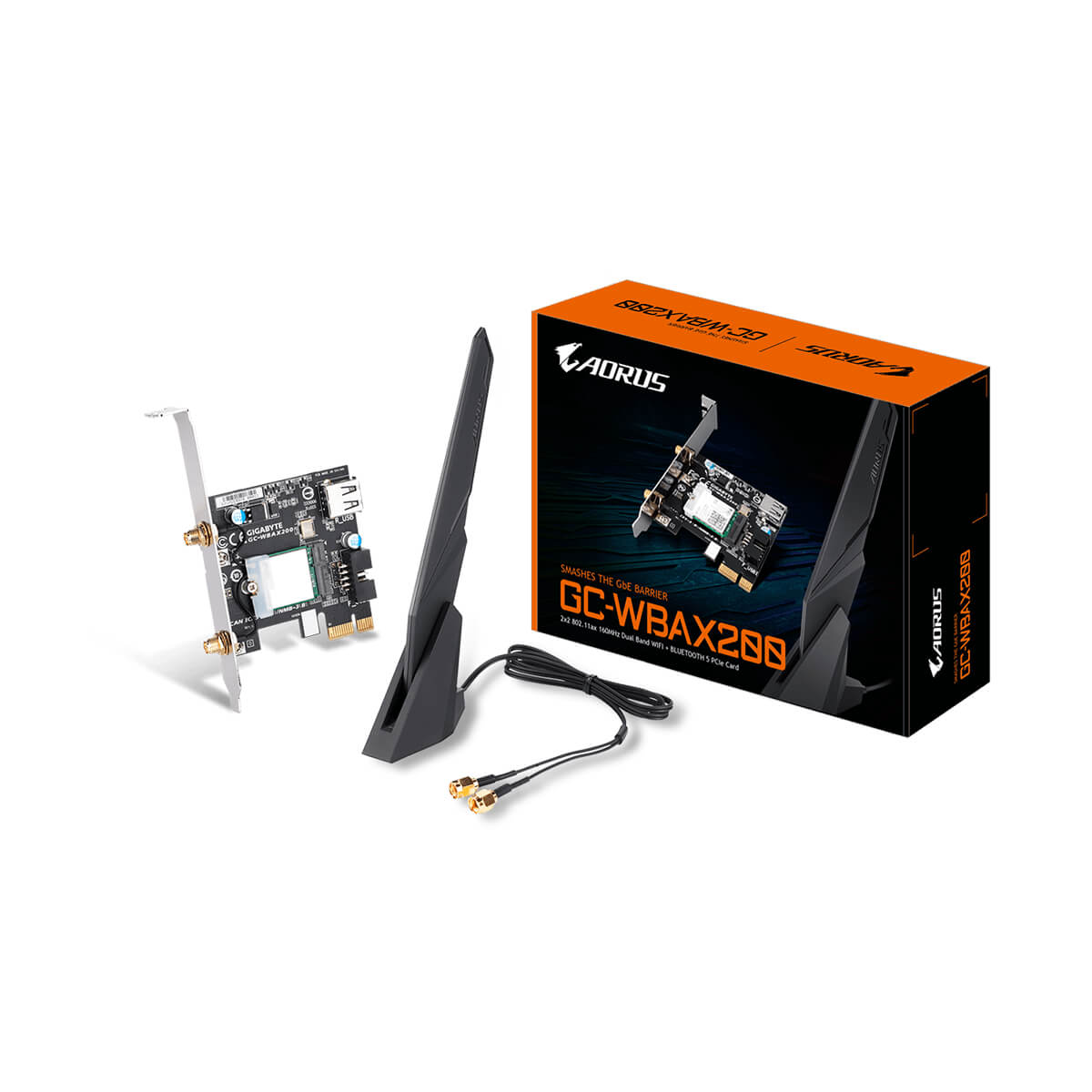 Gigabyte AORUS WBAX200 MU-MIMO Dual-Band AX2400 + Bluetooth 5.0 PCI-E Wi-Fi Adapter