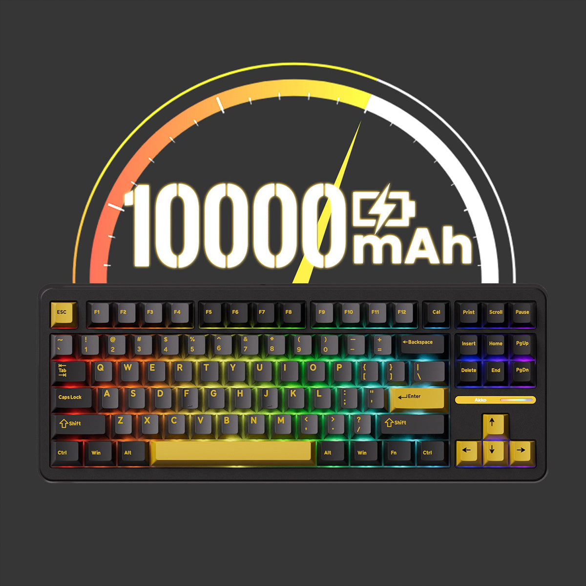Akko Tac87 Black and Gold TKL RGB Wireless Mechanical Keyboard - Mirror Switch