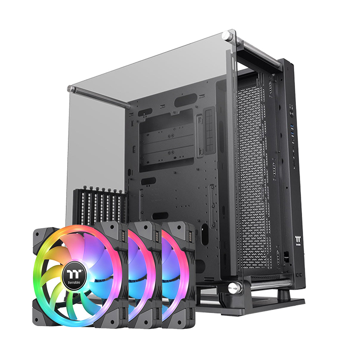 Thermaltake Core P3 Pro Mid Tower Case + SWAFAN EX14 140mm ARGB Fan 3 Pack - TG Black