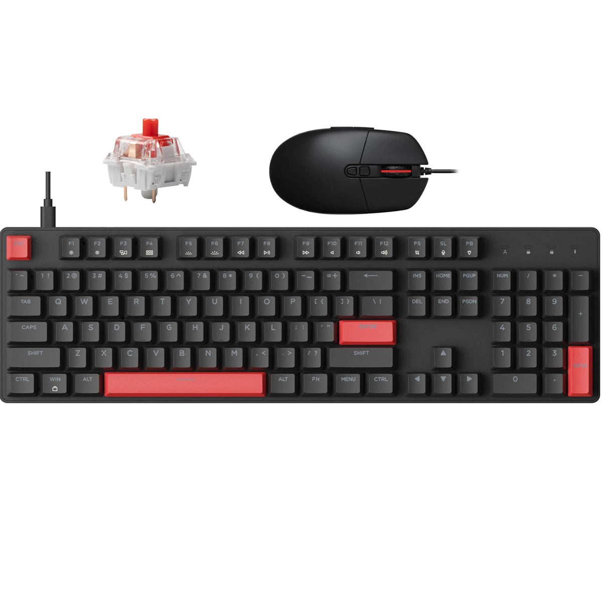 Keychron Lemokey X2 QMK Full Sized Wired Mechanical Keyboard Red Switch with M55 Mouse