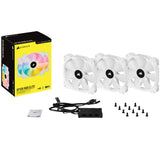 Corsair iCUE SP120 RGB ELITE White Performance 120mm PWM Fan - Triple Pack with Lighting Node