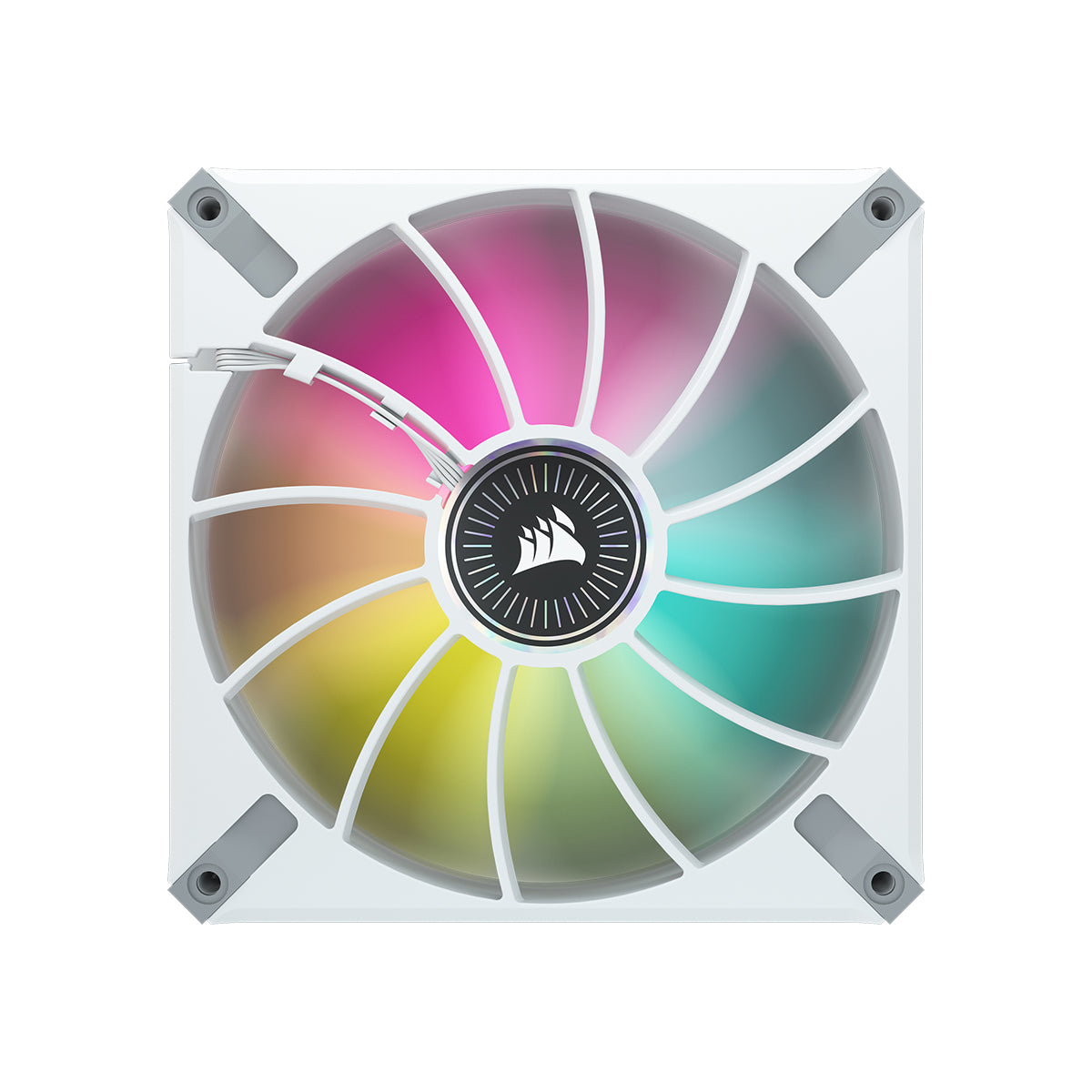 Corsair ML140 RGB ELITE WHITE 140mm Magnetic Levitation RGB Fan with AirGuide - Dual Pack with Lighting Node CORE