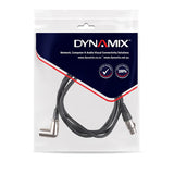 Dynamix XLR 3-Pin Right Angled Male to 3-Pin Female Balanced Audio Cable - 2M