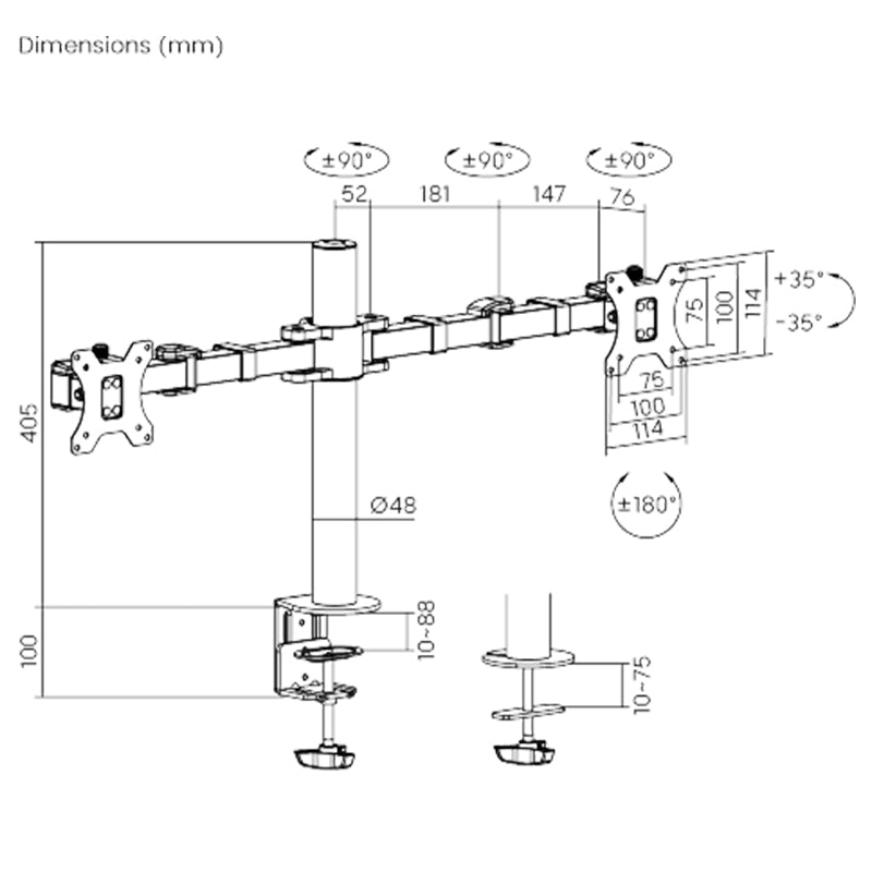 Lumi DTM33-C024 Dual Monitor Stand 17" -32"