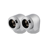 Corsair Hydro X Series XF Hardline 14mm 90° Angled Compression Twin Pack - Chrome