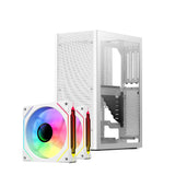 Ssupd Meshlicious Mini ITX Case - Tempered Glass - PCIE 3.0 + 2x Sama YF1202 ARGB Infinity Mirror Fans - White