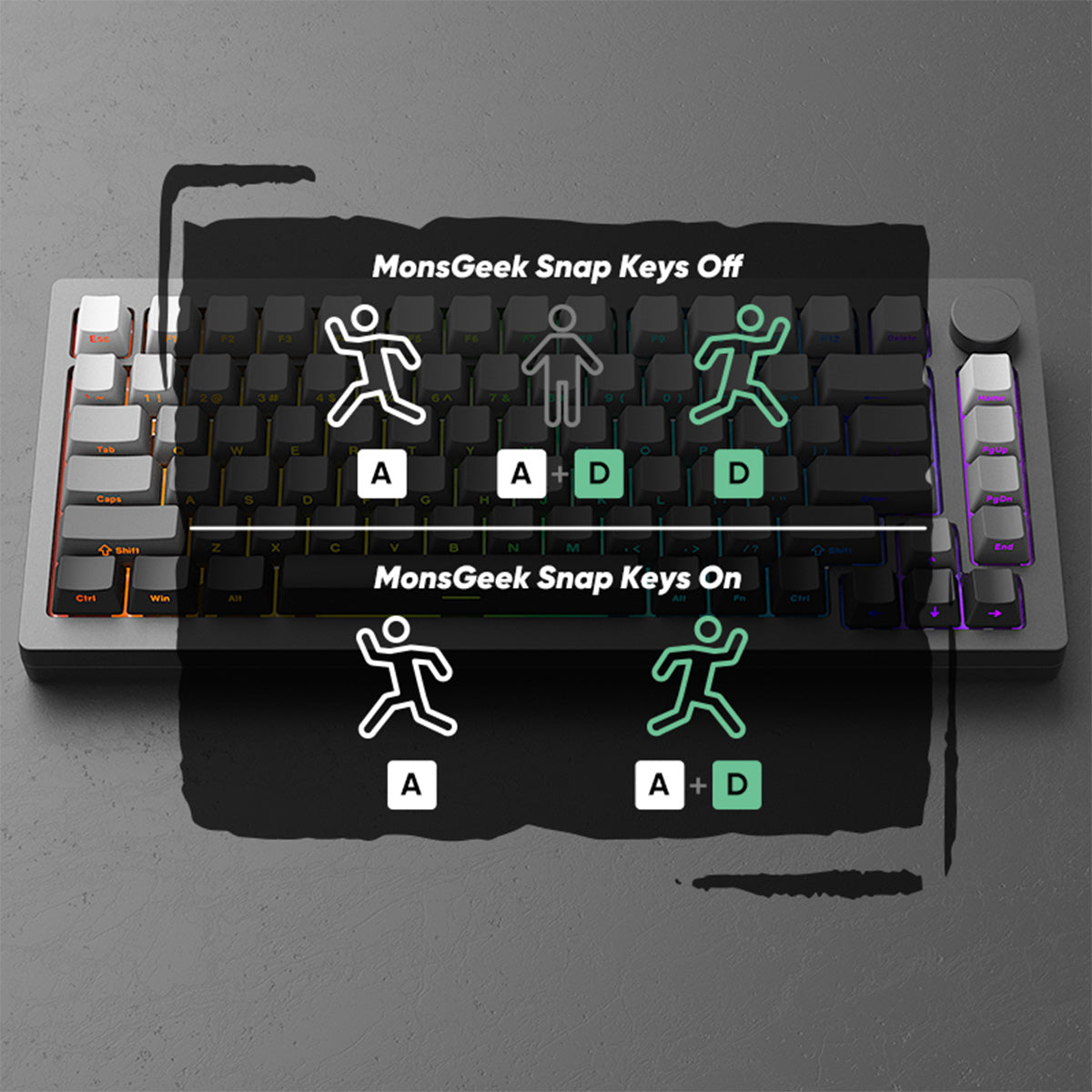 Akko Monsgeek M1W V3 HE-SP Black Gradiant 75% RGB Wireless Mechanical Keyboard - Magnetic Yellow Switch