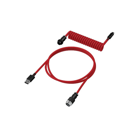 HYPERX Durable Coiled Cable Stylish Design 5-pin Aviator Connector USB-C to USB-A Red/black