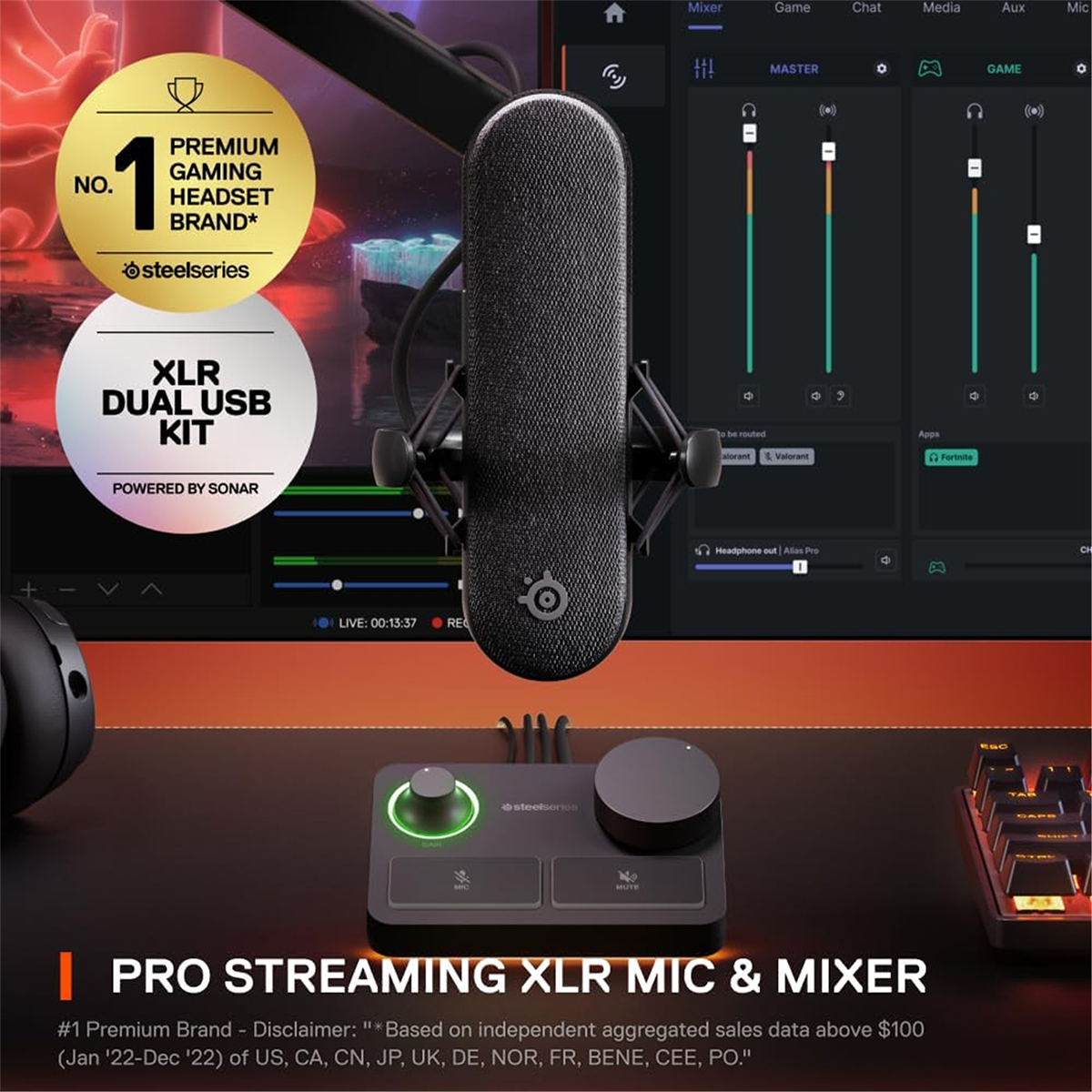 Steelseries Alias Pro XLR Gaming Microphone + Stream Mixer