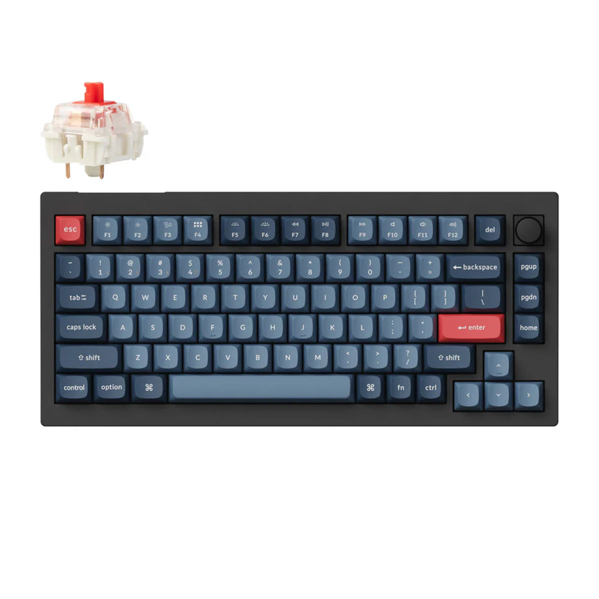 Keychron V1 Max 75% RGB Carbon Black Wireless Mechanical Keyboard - Jupiter Red Switch