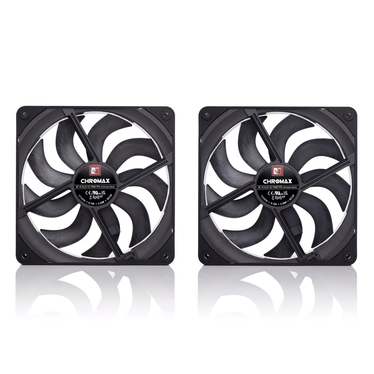 Noctua NF-A14x25 G2 PWM Sx2-PP Chromax Black 140mm 1500rpm Cooling Fan - Twin Pack