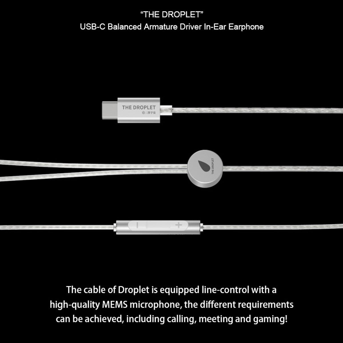 Moondrop The Droplet IEM Balanced Armature Driver In-Ear Headphones - USB-C