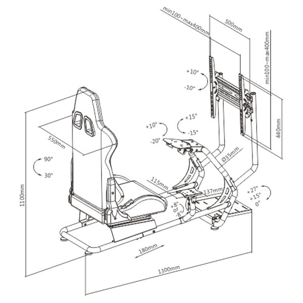 Lumi Classic Racing Simulator Cockpit With Single Monitor Mount