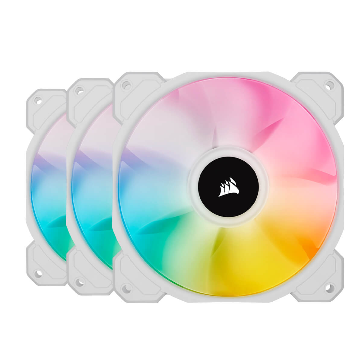 Corsair iCUE SP120 RGB ELITE White Performance 120mm PWM Fan - Triple Pack with Lighting Node